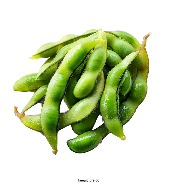 [Transparent Background PNG]Pile of fresh green soybeans on white background