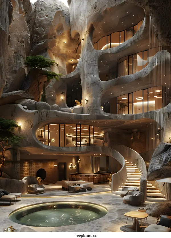 futuristic rock hotel