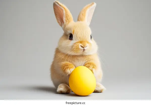 Adorable Easter Bunny with a Yellow Egg