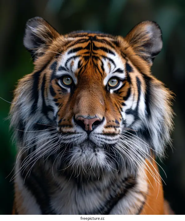 A Close-Up Portrait of a Tiger