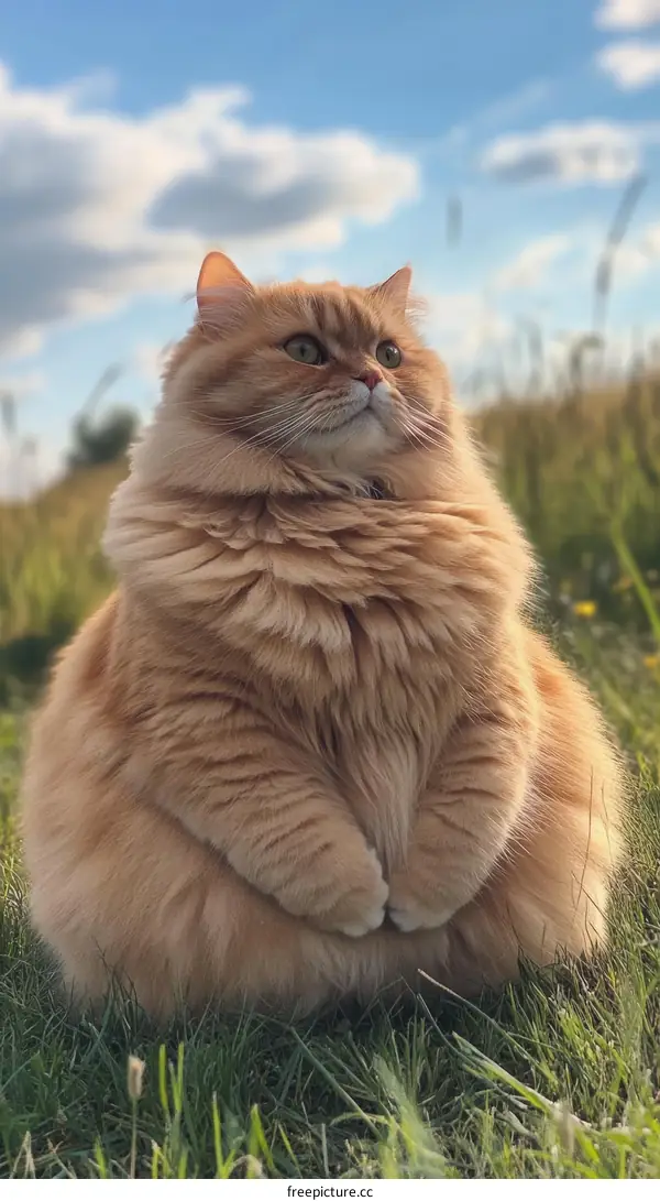 Fluffy Orange Cat in a Meadow