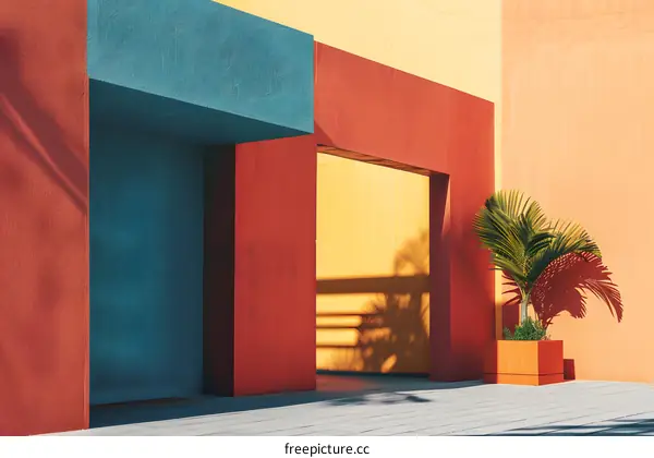 Minimalist Architecture Building With Bright Colored Walls