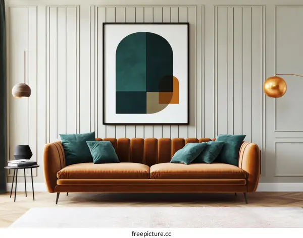 Modern Living Room Interior Design with Abstract Art