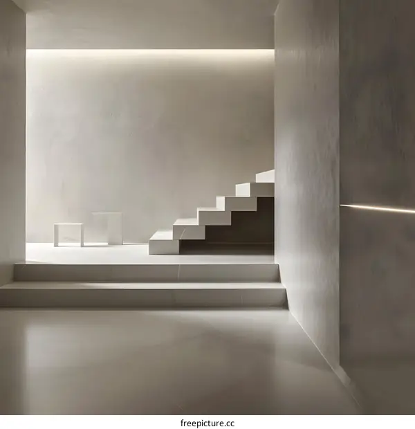 Modern Minimalist Concrete Staircase Design in Contemporary Interior