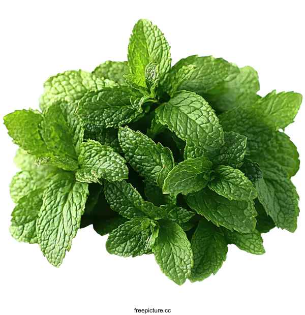 [Transparent Background PNG]Fresh Mint Leaves Close-up