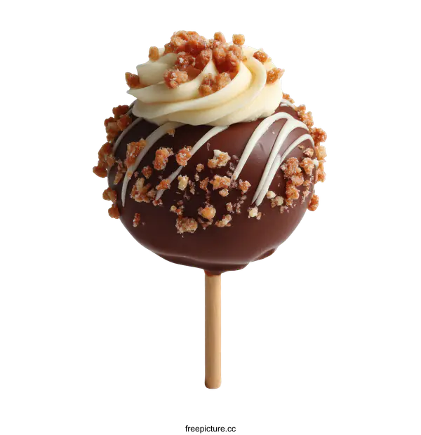 [Transparent Background PNG]Delicious Chocolate Cake Pop with Whipped Cream