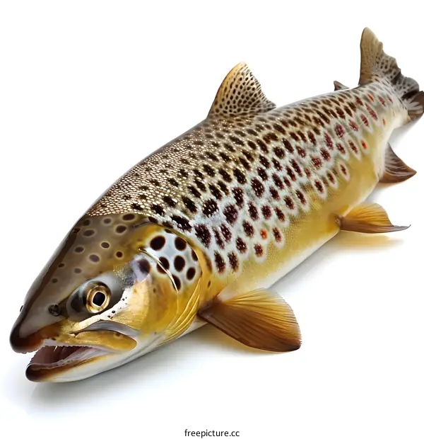 Brown Trout Fish on White Background