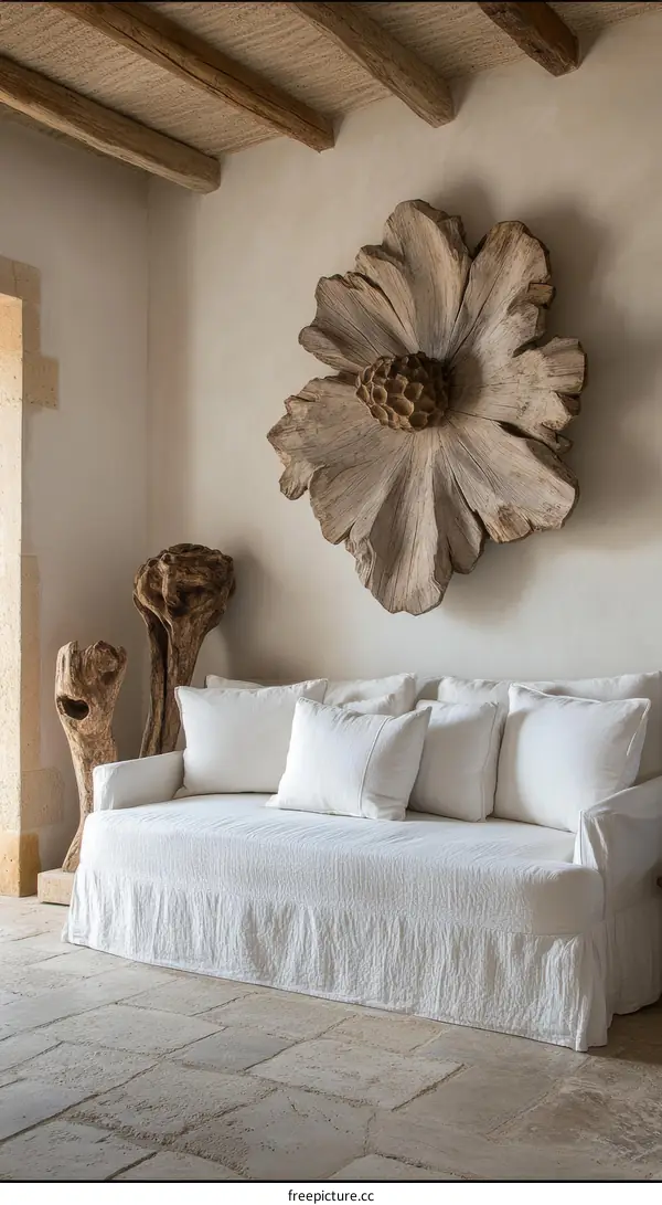 Rustic Interior Design with Natural Wood Art
