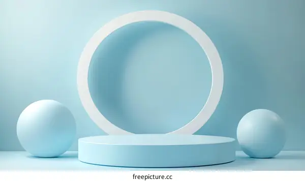 Abstract Light Blue Geometric Shapes Display