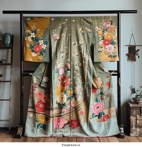 A beautiful kimono with a floral pattern