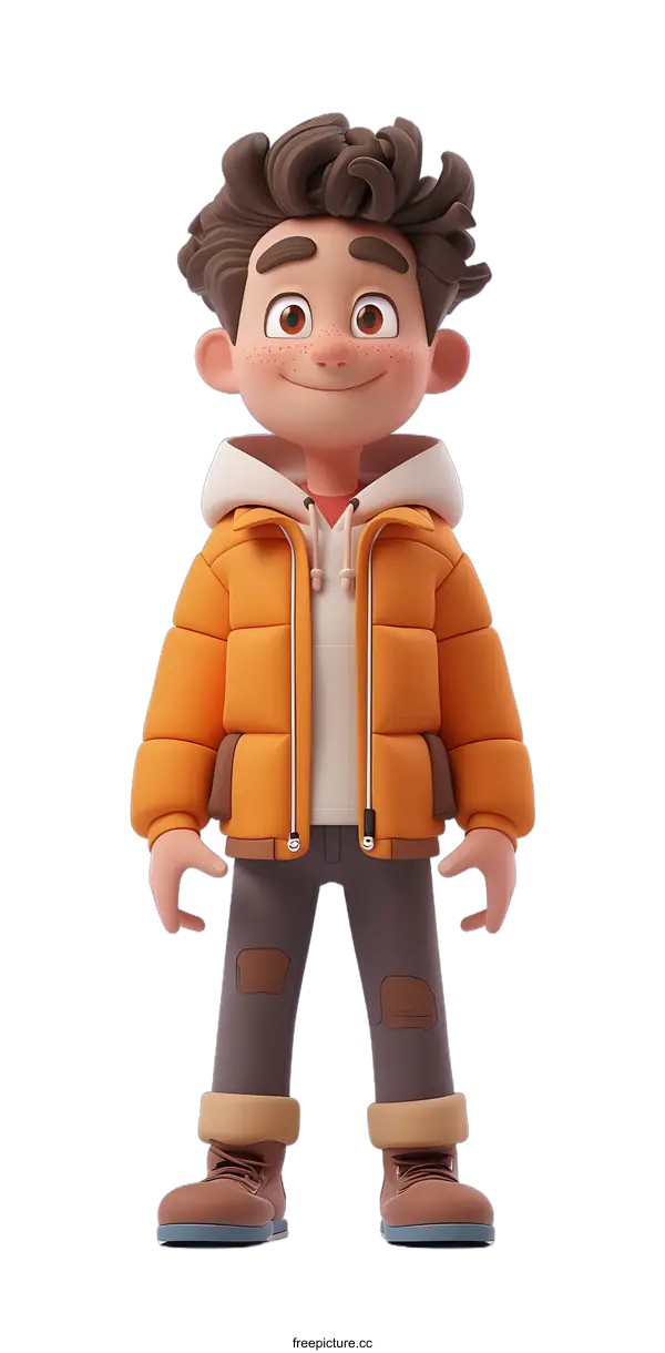 [Transparent Background PNG]3D rendering of a cute cartoon boy