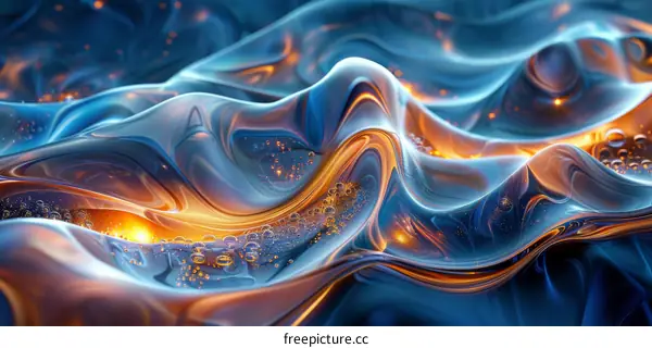 Abstract Blue and Orange Liquid Painting