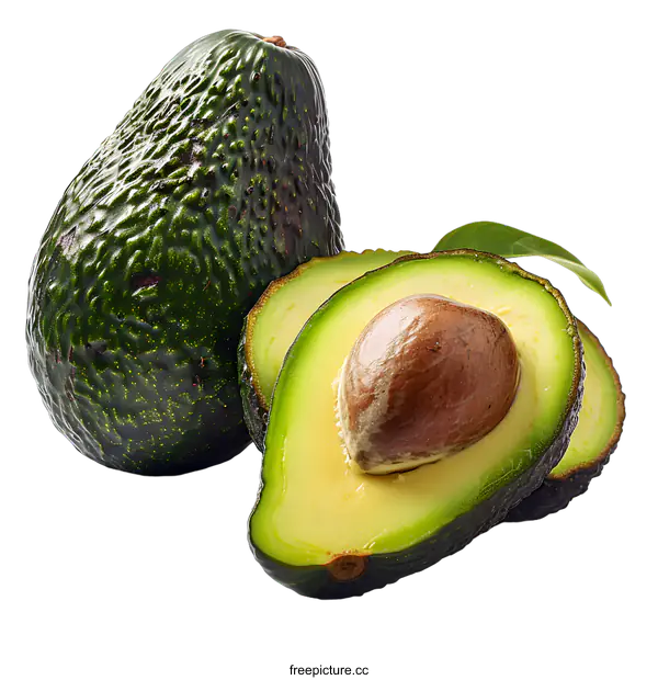 [Transparent Background PNG]Fresh avocado and avocado slices on a white background