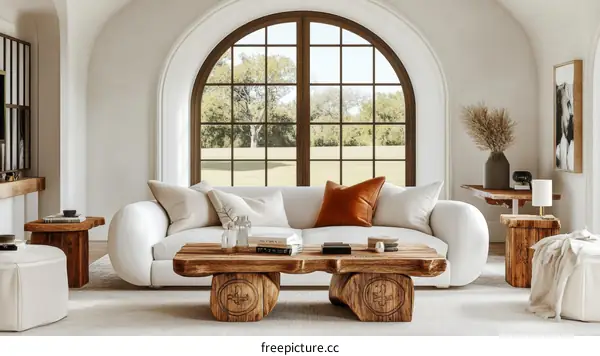Modern Farmhouse Living Room Design with Wooden Furniture