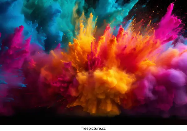 Vivid Powder Explosion on Black Background