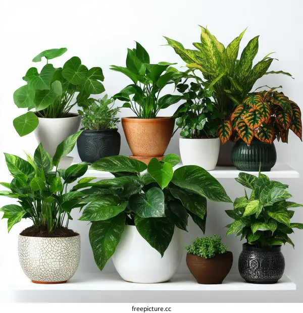 Variety of Houseplants in Stylish Pots