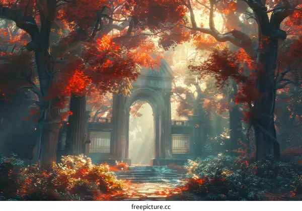 Enchanted Autumn Forest Archway Fantasy