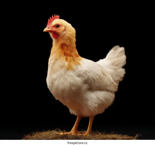 Close-up Portrait of a Beautiful White Chicken