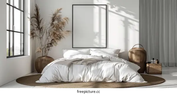 Minimalist Bedroom Interior with Natural Textures
