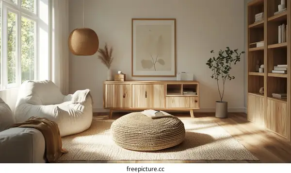 Modern Boho Living Room Interior Design Illustration