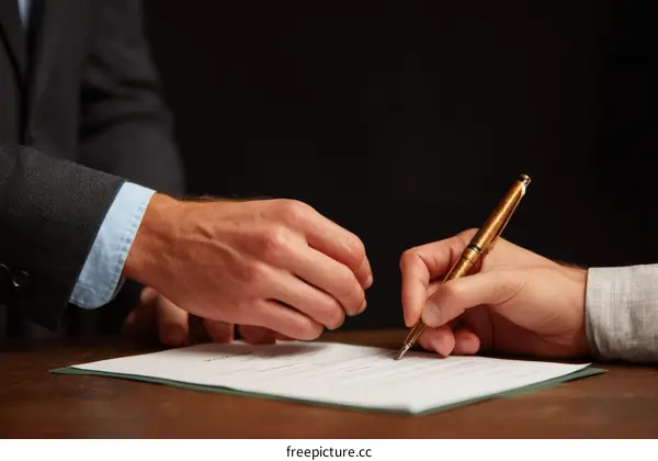 Business Contract Signing Two Caucasian Adults