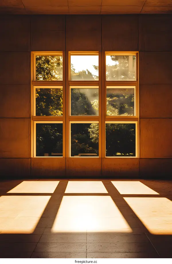 Sunlight Streaming Through A Large Window In An Empty Room