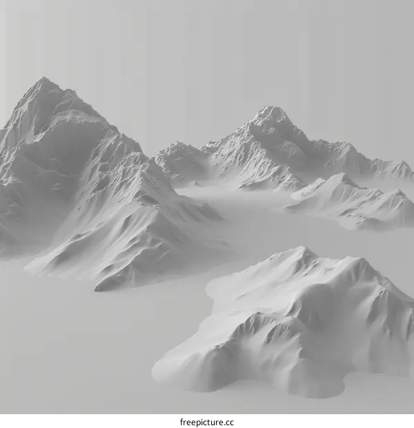 3D rendering of a mountain range