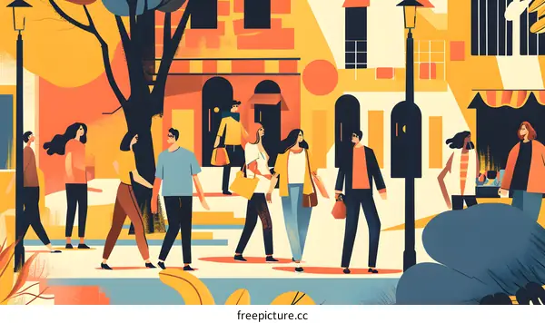 People Walking on a Busy City Street