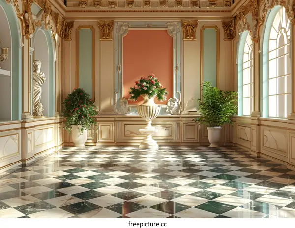 Elegant Classic European Palace Hallway Interior Design