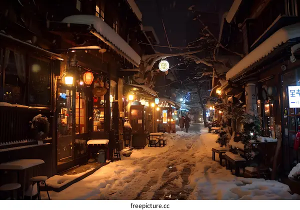 Snowy Night in the Village