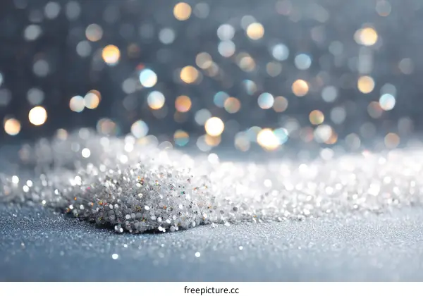 Silver Glitter Background with Bokeh Lights