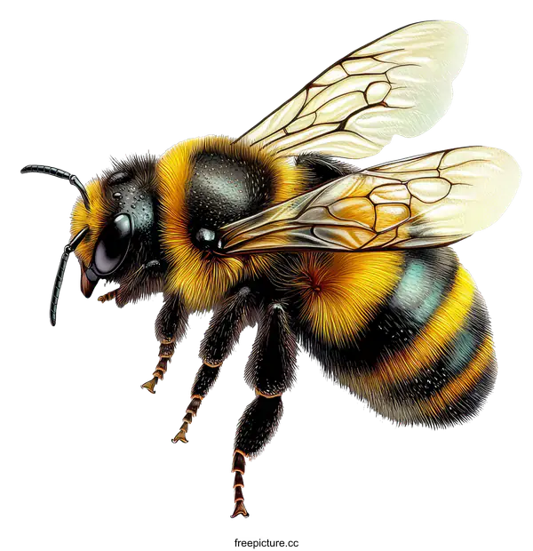 [Transparent Background PNG]Detailed Illustration of a Honeybee