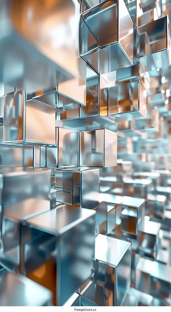 3D Illustration of Mirrored Cubes