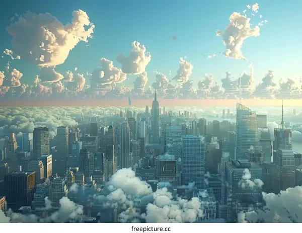 New York City Skyline with Clouds
