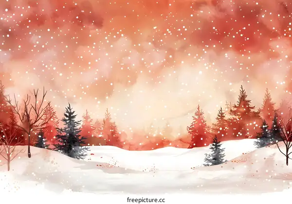 watercolor winter landscape