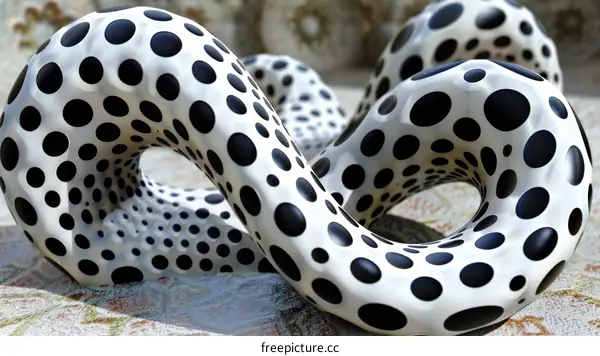 Black and white abstract 3D rendering of a torus knot