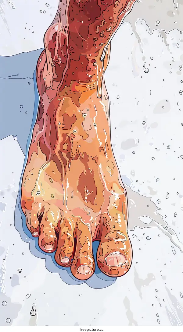 Water Droplets on a Wet Foot Illustration