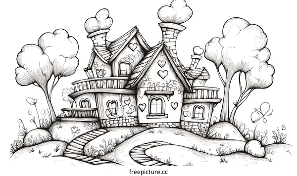 Charming Love House Illustration