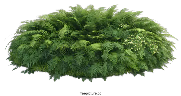 [Transparent Background PNG]Green Fern Bush Isolated On White Background