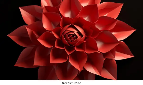 Red Origami Rose with Black Background