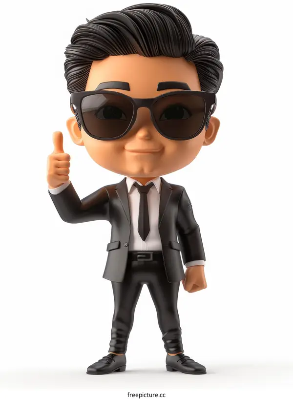 Cool 3D Asian Businessman Thumbs Up