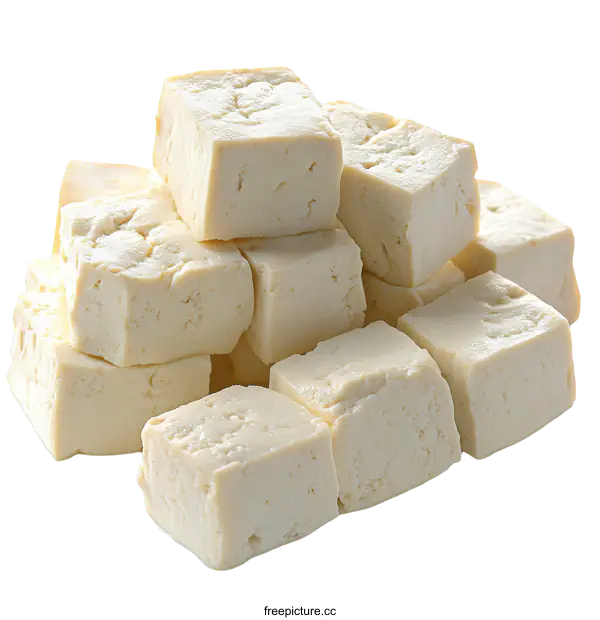 [Transparent Background PNG]Stacked Cubes of Tofu Food