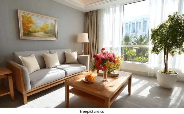 Modern Living Room Interior Design with Large Window