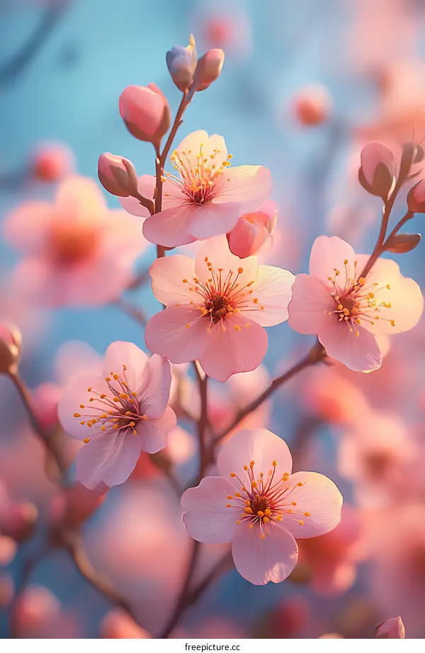 Pink Cherry Blossom Flowers In Spring