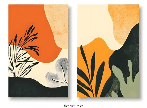 Abstract Minimalist Botanical Wall Art Prints