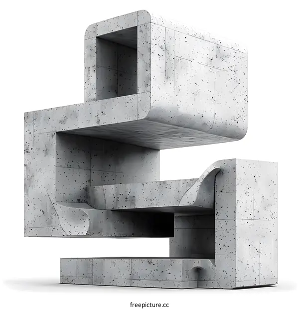 Abstract Concrete Structure Design 3D Render