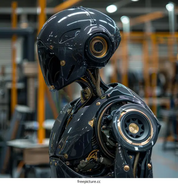 Gold and Carbon Fiber Futuristic Robot