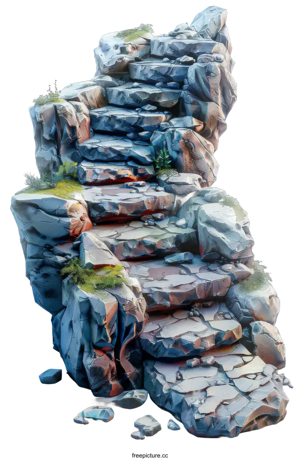 [Transparent Background PNG]Stone Steps Leading Upwards on transparent background