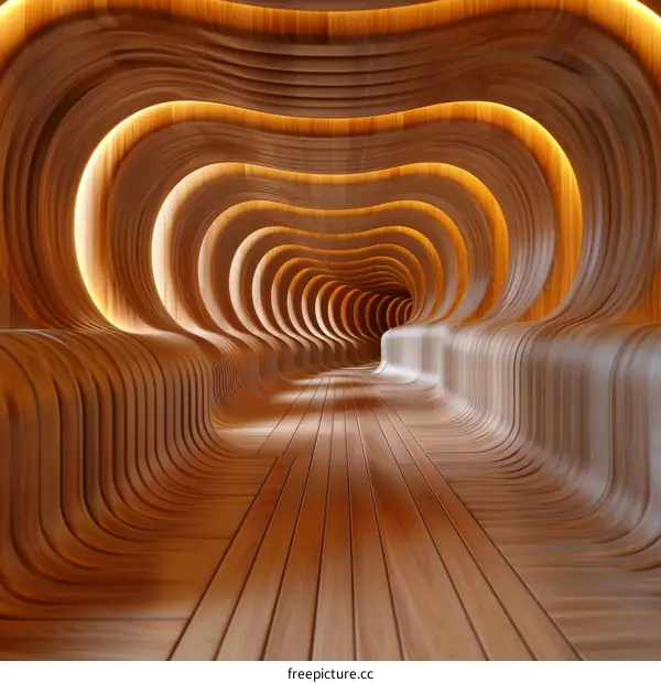Wooden Wave Hallway Design