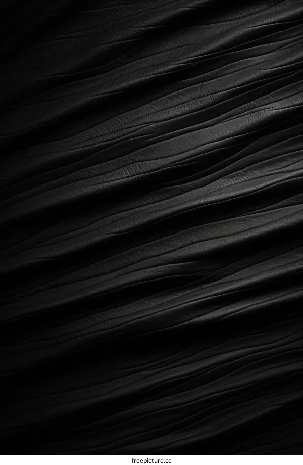 Black leather texture with wavy folds